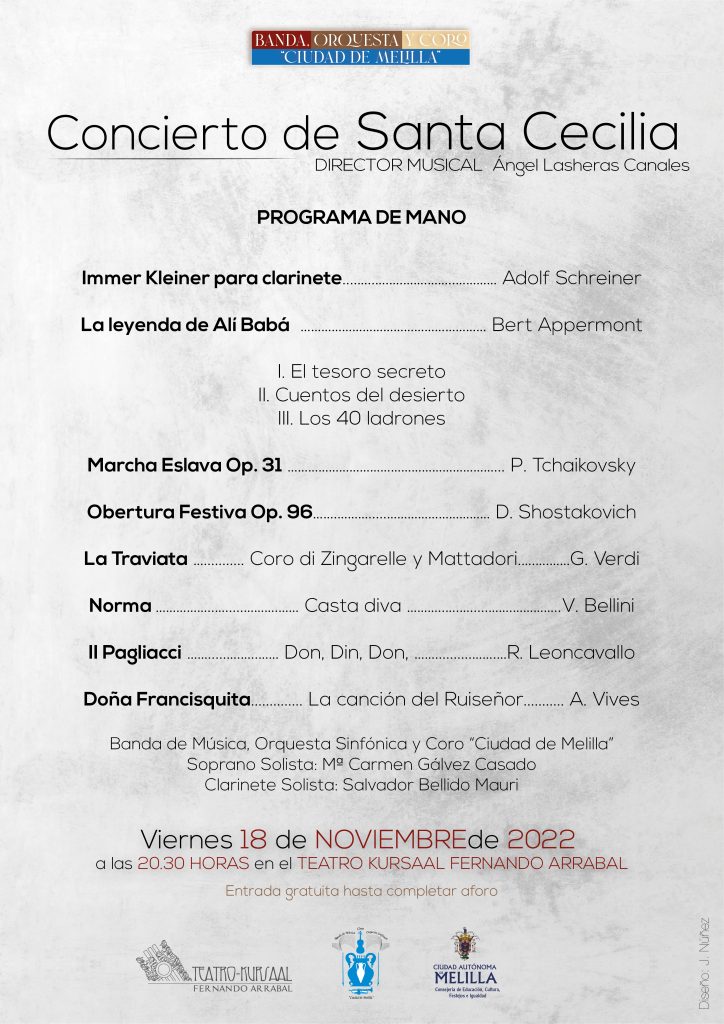 Programa de mano del concierto de Santa Cecilia